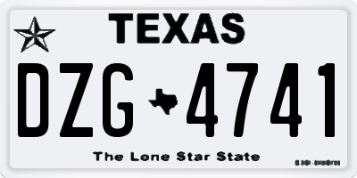 TX license plate DZG4741