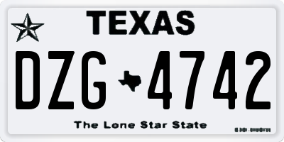 TX license plate DZG4742
