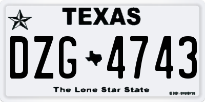 TX license plate DZG4743