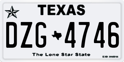 TX license plate DZG4746
