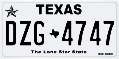 TX license plate DZG4747