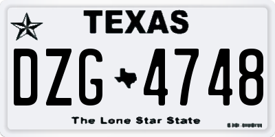 TX license plate DZG4748