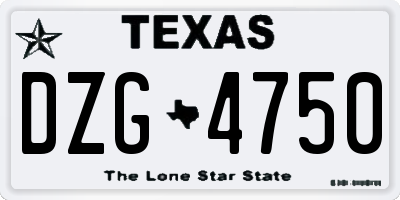TX license plate DZG4750