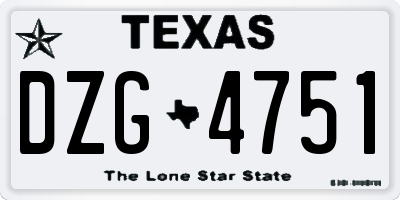 TX license plate DZG4751