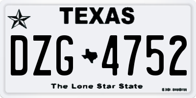 TX license plate DZG4752