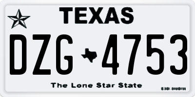 TX license plate DZG4753