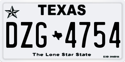 TX license plate DZG4754