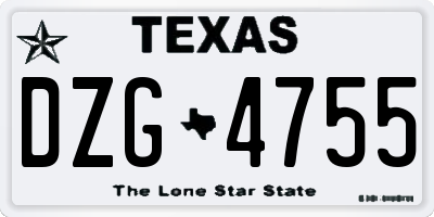 TX license plate DZG4755