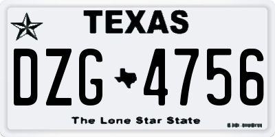 TX license plate DZG4756