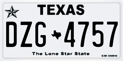 TX license plate DZG4757
