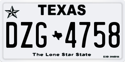 TX license plate DZG4758