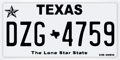 TX license plate DZG4759