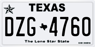 TX license plate DZG4760