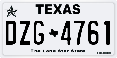 TX license plate DZG4761
