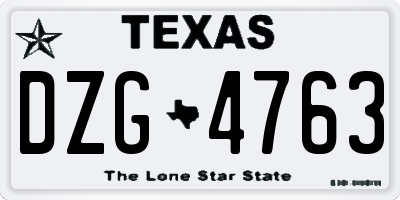 TX license plate DZG4763