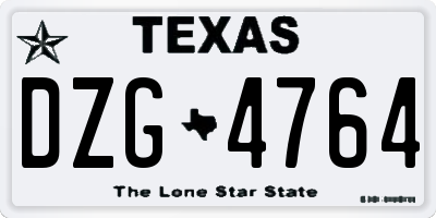 TX license plate DZG4764