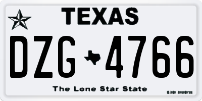 TX license plate DZG4766