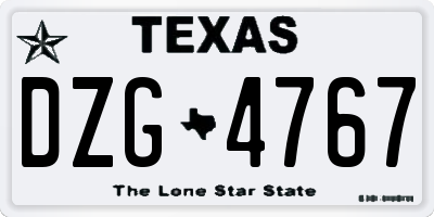 TX license plate DZG4767