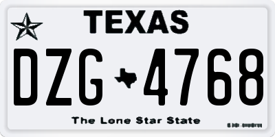 TX license plate DZG4768