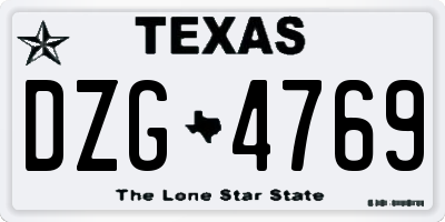 TX license plate DZG4769