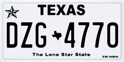 TX license plate DZG4770