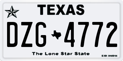 TX license plate DZG4772