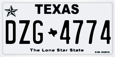 TX license plate DZG4774