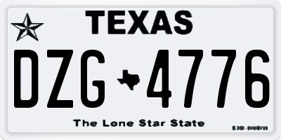 TX license plate DZG4776