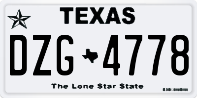 TX license plate DZG4778