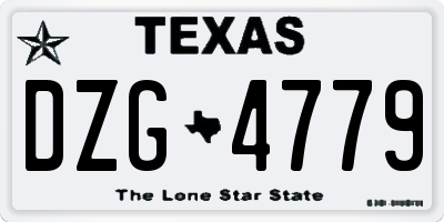 TX license plate DZG4779