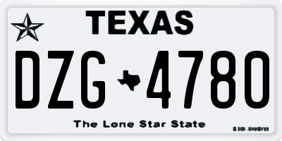 TX license plate DZG4780