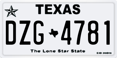 TX license plate DZG4781