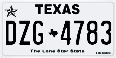 TX license plate DZG4783