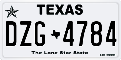 TX license plate DZG4784