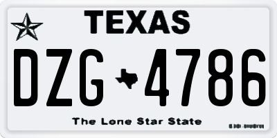 TX license plate DZG4786