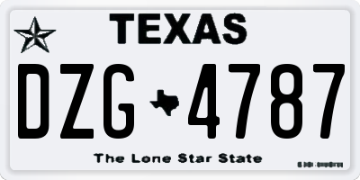 TX license plate DZG4787
