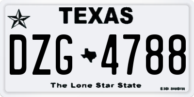 TX license plate DZG4788