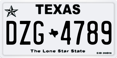 TX license plate DZG4789