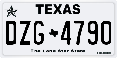 TX license plate DZG4790