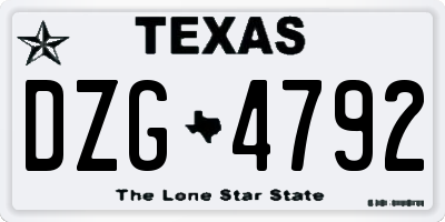 TX license plate DZG4792