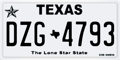 TX license plate DZG4793