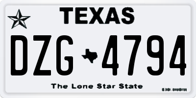 TX license plate DZG4794