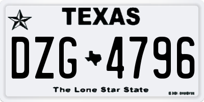 TX license plate DZG4796