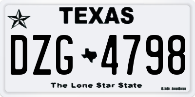 TX license plate DZG4798