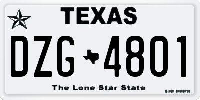 TX license plate DZG4801