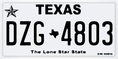 TX license plate DZG4803