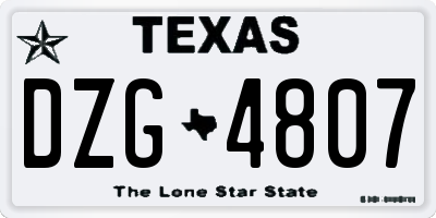 TX license plate DZG4807