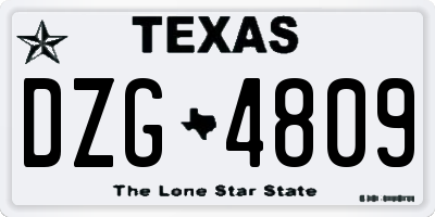 TX license plate DZG4809