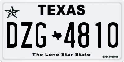 TX license plate DZG4810