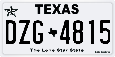 TX license plate DZG4815
